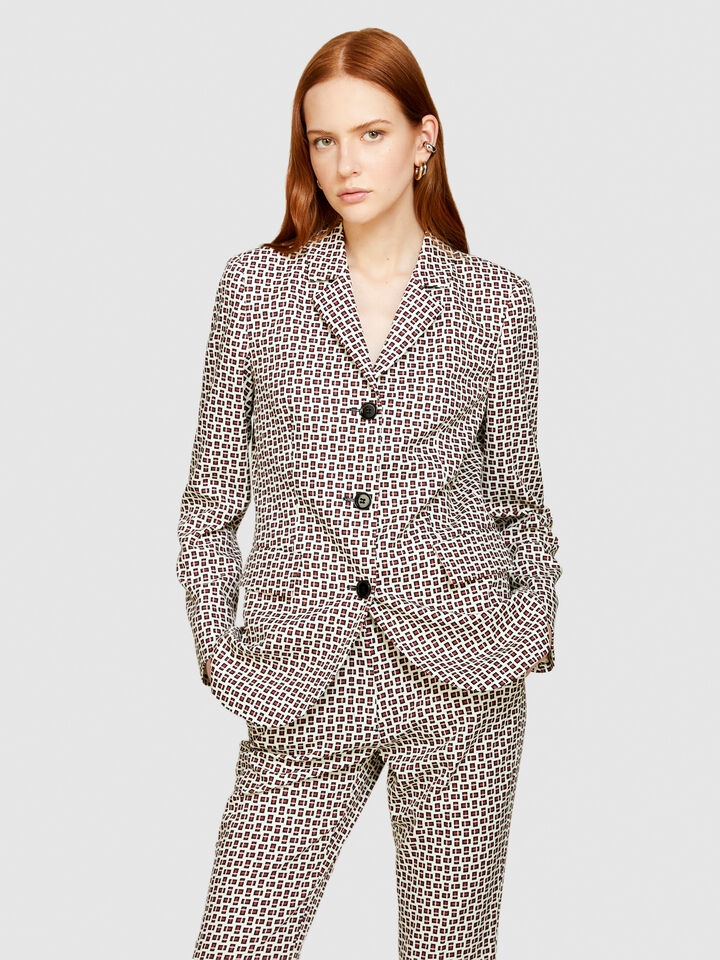 Printed slim fit blazer - women's jackets - Multi-color | Sisley image number 4